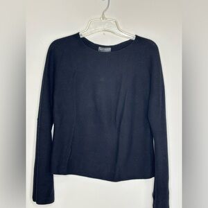 Banana Republic‎ Black Knit Top Cotton Long Sleeve Blouse Scoop neck Women Large